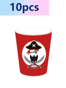 10pcs Theme Party Supplies Birthday Party Decoration Supplies Disposable Paper Plates Paper Towels Paper Cups Exquisite Crafts Fashion Match Party Pirate Skull Picnic Adventure