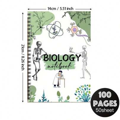 1 pieza Cuaderno de Biología con espiral - Diario de Laboratorio de Ciencias, combina libro de texto y notas, talla grande de 100 páginas que cubren microscopio, célula, ADN, fotosíntesis y talla grande - Adecuado para estudiantes, profesores e investigadores. Encuadernación resistente, diseño compacto para uso en el aula, el hogar u oficina. Este cuaderno de estudio de Biología ofrece una función organizativa y es una guía de aprendizaje ideal para los estudiantes, hecho de materiales de alta calidad para un uso duradero.