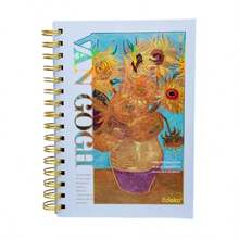 French Hardcover Notebook 112 Sheets Ruled/Dotted/White/Small Square - Variety Of Sheets In A Single Notebook - Sunflowers - View 1