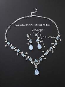 3 件套复古梅花套装，配紫色水钻耳环和项链，适合新娘伴娘婚礼晚宴舞会晚礼服配饰 - 彩色 - 查看 5