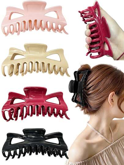 1Pc Soft Silicone Hair Claw Hair Clamp, Soft Anti-Collision Protective Headrest Clip, Fashionable, Versatile, Elegant, Minimalist Solid Color Hair Claws, Grip Clip Hair Accessories Women Claw Clip All Seasons Accessories,Suitable For Daily Wear, Casual, Party, Commute, Beach, Vacation, Ponytail, Bun, Washing Face, Makeup, Accessory Fall Winter Hair Clip Autumn Hair Clutch