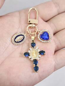 1 pieza Elegante llavero y anillo de llaves con forma de corazón de metal con circonita, regalo perfecto para amigos, maestros, novias, esposas, madres