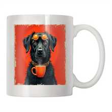 11oz Steampunk Black Labrador With Glasses Design Ceramic Coffee Mug - Fun Dog Lovers On Birthdays,, New Year, Heat-Resistant Insulated Ceramic Cup Suitable Hot And Cold Drinks, Coffee Bar Accessories, Humorous Pattern, Bright Colors - White - View 6