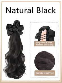 合成马尾辫、合成发髻马尾发片、爪夹发髻发夹、合成假发髻接发、女士日常佩戴发饰