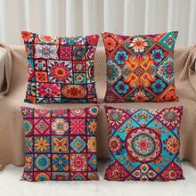 4pcs Bohemian Style Polyester 100% Woven Zipper Closure Machine Washable Vibrant Mandala Checkered Cushion Pillow Cover, 45*45cm, With Home Living Room Decoration For Bedroom - Multicolor - View 10