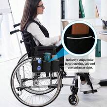 Wheelchair Side Pouch, Wheelchair Armrest Bag Accessory, Waterproof Wheelchair Side Bag With Reflective Stripes, Suitable For Walkers, Wheelchairs, Electric Scooters, Black/Gray/Red/Purple/Navy With Hook & Loop Closure Wheelchair Armrest Storage Bag - Durable Polyester Material - Multicolor - View 6