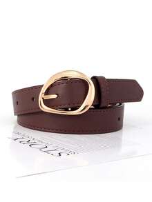 1pc Women's Asymmetrical Buckle Belt, New Niche Casual Waist Belt, Retro Unique Ins Style, Simple Versatile Decoration For Jeans, Dresses