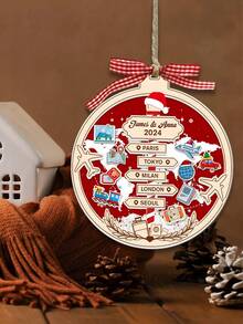 1pc Customized Personalized Travel Adventure Decor, Travel Christmas Decor, Travel Decor, Travel Gift, Couple Travel, Christmas Tree Ornament, Christmas Decor, Christmas Gift, Ideal Christmas Gift For Friends, Family And Travelers. Personalized Gift, Home Decor, Autumn Decor, Autumn Home Decor, Car Accessories, Christmas, Christmas Home Decor, Christmas Gift, Christmas Decoration - Multicolor - View 4