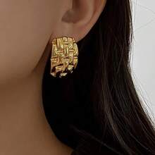 1 par de pendientes de aro con forma de gota simple, pendientes de tono dorado grueso con forma de gota de agua, pendientes en forma de U, pendientes de aro ovalados, joyas ligeras y elegantes para mujer, regalo perfecto para ella