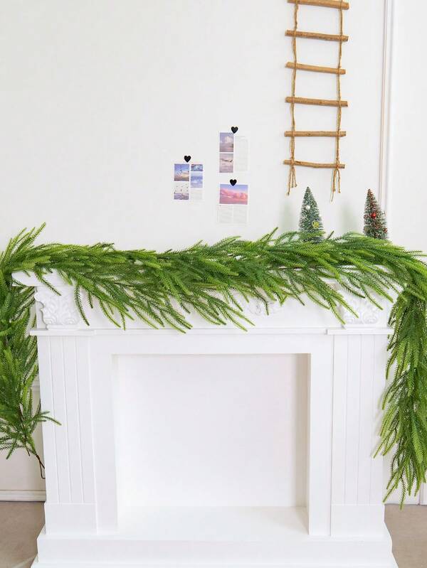 1 peça de 59 polegadas/106,29 polegadas Guirlanda de Natal Artificial de Pinheiro Norfolk, Plástico Verde Durável Imitação de Agulhas de Pinheiro e Cedro, Adequado para Decoração de Casa Interna e Externa, Lareira, Festa de Fim de Ano, Varanda, Decoração de Casamento, Guirlanda DIY e Decoração de Árvore de Natal | Decoração de Natal | Sem Fonte de Alimentação, Sem Manutenção Necessária