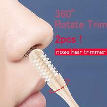 2pcs Nose Hair Trimmer, Manual, Reusable, Easy To Clean, Battery Free, Suitable For Personal Trimming And Travel. - White - View 6