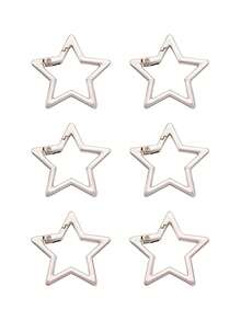 6个装，3种颜色可选，星形弹簧扣，适用于包包、服装配饰，星形登山扣，弹簧门环，浅金色、银色、黑色金属合金星形扣环，连接器，弹簧钩，星形登山扣，锌合金重型星形钥匙扣，带登山扣，适用于露营、徒步旅行、钓鱼，DIY钥匙链饰品配件 - 彩色 - 查看 15