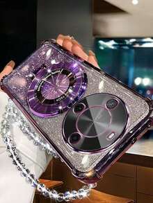奢華水晶手機殼，適用於 iPhone 6/7/8/X/XS/XR/11/12/13/14/15/16/16e、Galaxy S26/22/23/24/25/S24 FE/S25 EDGE、A04/05/06/A07/A14/A15/A16/A17/A24/A25/A34、Note 9/10/11/12/13、9/10/12/13C 14C、MOTO、Honor X、HW、RENO C53 C55 C61 C63 C75，四角防震背蓋，亮片手機殼，附支架 - 紫色 - 查看 3