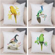 Generisch Juego de 4 fundas de almohada decorativas de pájaros y flores para sofá, hogar, coche, funda de almohada de felpa supersuave, 45 x 45 cm, 450 x 450 mm - 17 - Ver 6