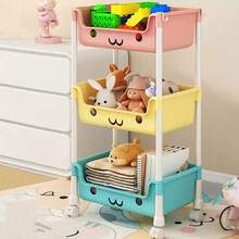 Multi-Layer Storage Rack Multi-Layer SPA Storage Cart - PABA, Non-Electric, Mobile Storage Rack With Wheels, 3/5 Layers, Suitable For Living Room, Bedroom Dormitory Book Storage Rack, Bedside Cart, Utility Cart, Book Cart, Roller Cart, Baby Stroller Storage Box, Kitchen Storage Box, Diaper Cart, Bathroom Storage Box - 彩色-3層 - 查看 1