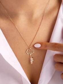 Personalized Birthflower Name Necklace, Floral Name Necklace, Birthday Flower, Floral Pendant Necklace, Customized Necklace, Gift For Her, Christmas Gift, Customized Name Necklace With Birth Flower, Custom Gold Name Necklace, Floral Name Jewelry, Christmas Gift For Mom, Birthday Gift