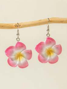 Juego de 14 piezas/8 piezas/6 piezas/2 piezas de pendientes de flor de resina juveniles y de moda, pendientes de vacaciones, disponibles en varios colores, adecuados como regalo para niñas y amigas