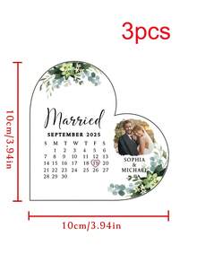 Personalized Heart-Shaped Acrylic Decorative Plaque, Wedding Cake Decoration, Engagement Gift, Couple Wedding Anniversary Calendar Decorative Plaque, Wedding Accessory Decoration, Customized Souvenir, Engraved - Wedding Heart Shaped Card Brick - View 9