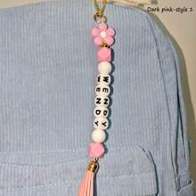 1-Piece Flower Bag Charm, Tassel Pendant, Available In Multiple Flower Colors, Customizable With Name And Initials Beads, Suitable As A Birthday/Holiday Gift For Mother/Family/Girlfriend. - Multicolor - View 78
