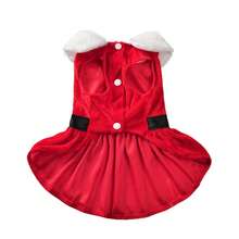Christmas Santa Claus Costume Dress For Small Dogs & Cats, Velvet Holiday Outfit For Pets, Autumn/Winter - Red - View 6