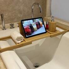 Bambusowa tacka do wanny, luksusowy stojak do przechowywania w łazience, odpowiedni na prezent do nowego domu, stojak na owoce w formie książki telefonicznej do wanny, prosty i kompaktowy prezent rozgrzewający, stojak na kieliszki do wina do wanny