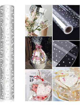 1roll Cellophane Wrap Roll, Clear Plastic Wrapping Paper, Plastic Dust-Proof Wrapping Paper For Gift Baskets, Flowers, Arts And Crafts, Wrapping Paper, Tissue Paper, Flower Bouquet Supplies, Gift Wrapping Paper, Flower Wrapping Paper, Gift Packaging, Any Occ, Decor, Back To School, Christmas