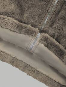 Cardigan ample et décontracté en laine bouclée pour femmes, marron clair, automne/hiver