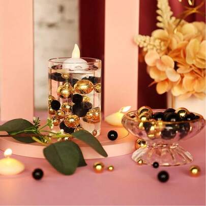 100g Artificial Floating Pearl Filler, For Vase Decor, Floating Candle Decor, Home Center Decor, Makeup Brush Holder, Suitable For DIY Wedding, Birthday, Theme Party, Halloween Decor And Christmas Center Decor, 10mm, 16mm, 20mm (Including Water Absorbing Gel Beads)