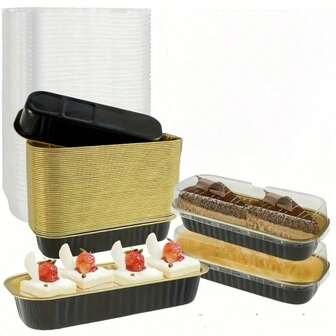 Molde de aluminio reutilizable para mini pasteles - Bandeja de hornear rectangular antiadherente de 6.76 Oz, apta para horno/parrilla/freidora de aire, recipiente portátil, esencial para hornear en días festivos, fiestas, picnics y campamentos.