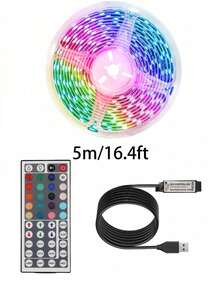 3,28ft-98ft intelligente RGB LED Streifen Leuchten, inklusive 44-Tasten Fernbedienung, 6 individuelle Modi, einstellbare Helligkeit & Geschwindigkeit, einfache Installation, geeignet für Schlafzimmer, Decke, Party, Weihnachtsdekoration, TV Hintergrundbeleuchtung, Raumdekoration