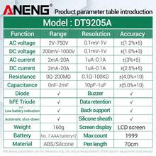 DT9205A Digital Multimeter Tester 1999 Counts With DC AC Voltmeter And Ohm Volt Amp Meter; Measures Voltage, Current, Resistance, Continuity And Diode, Red - Red - View 10