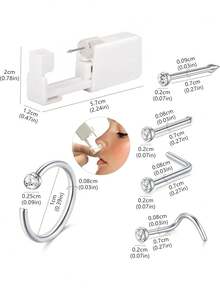 AVYRING 1/3/6Pcs Nose Piercing Gun Disposable Sterile Piercing Unit For Self Nose Piercing Bulit-In CZ Stainless Steel Nose Stud - Multicolor - View 9