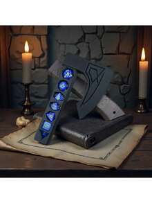 Axe-Shaped ABS Resin D20 Dice Set, 7pcs D&D Polyhedral Dice With 3D Printed Storage Box, Suitable For D&D Tabletop Role-Playing Games (TTRPG, RPG) Or Other Board Games | Unique Dice Sword Design, Suitable For Summer Night Gaming Parties, Christmas Personalized Gifts (For Boyfriend), Creative Gifts For Men, Interesting Gifts For Teenagers - Multicolor - View 3