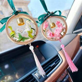 1 件风铃花环装饰、竹阳台窗台挂饰、汽车装饰、花环 DIY 工艺套件、节日派对家居装饰挂件、小礼物