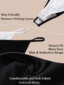 7Pcs Sexy Thongs Ribbed Women's Low Waist Seamless Thong Panties Comfortable Briefs Traceless G-String Underwear Women Soft T-Back Elastic Panty Lingerie Minimal Style Knickers Not Transparent Underpants Fashionable For Daily Wear