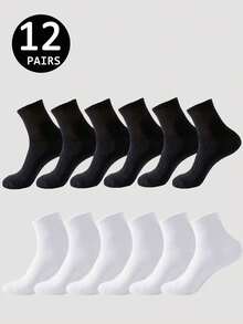 5 Pairs/10 Pairs/20 Pairs Men's Casual Crew Socks, White Socks, Winter Socks, Black Socks, Deodorizing, Athletic, Breathable, Sweat Absorbing, Fall