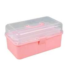 1 pieza Caja de almacenamiento de plástico de 3 capas, caja de almacenamiento multiusos, caja de herramientas plegable para el hogar, estuche portátil para manualidades, organizador de suministros de costura, caja de medicamentos