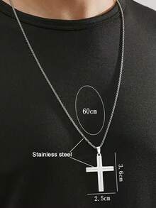 1-3 Pieces New Fashion Stainless Steel Men's Cross Pendant Necklace, Bracelet, Braided Chain Suitable For Daily Wear And As A Gift