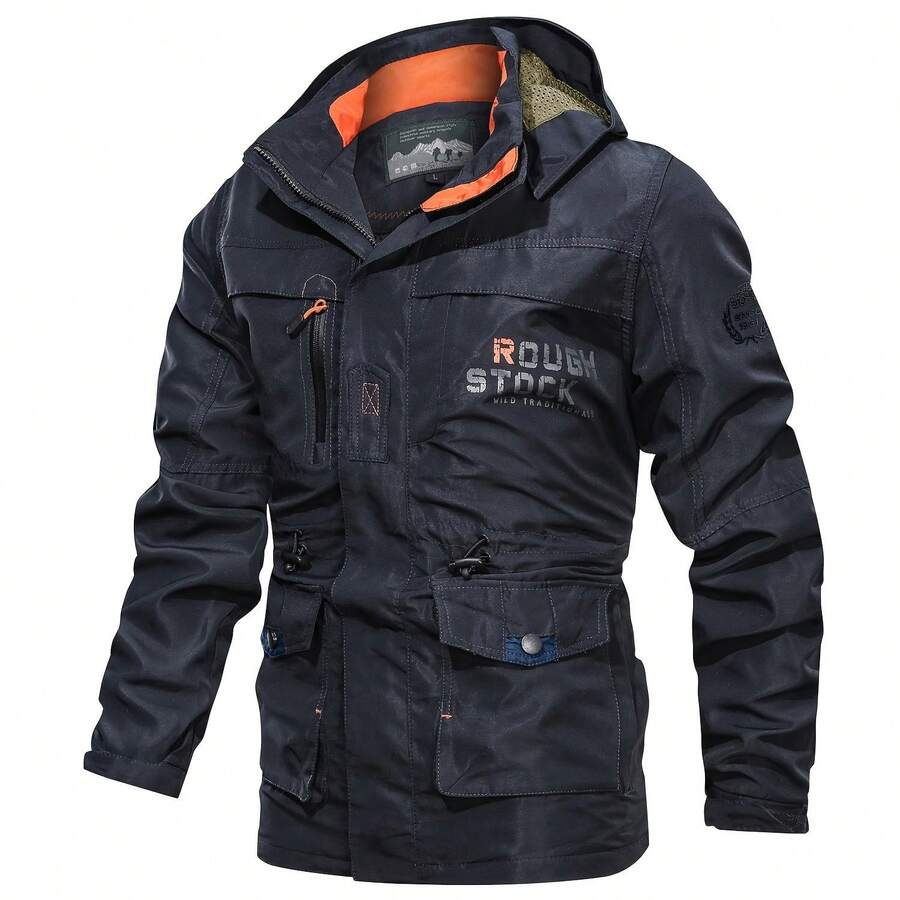 Casual Multi-Pocket Thin Jacket For Spring Fall - Lightweight Zip Up Hooded Jacket Coat - Men's Jacket For Outdoor - For Men - Suitable For Casual Wear, Hiking, Travel - Perfect Gift For Outdoor Enthusiasts Quality - 藍色 - 查看 1