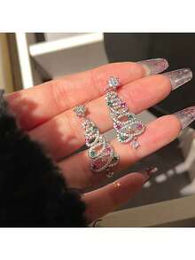 1 buc Cercei Brad de Crăciun - Cercei cu pandantiv pentru femei, Cadou decorativ pentru cercei brad de Crăciun pentru ea, Cadou de întoarcere la școală, Cadou de Ziua Îndrăgostiților