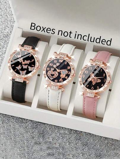 3pcs/Set Girls' Fashion Elegant Classic Round Quartz Watch, Pointer Display, Suitable For Girls Especially Students. It Is Very Suitable For Daily Wear, Such As Back To School, Parties And Travel. This Watch Is Also An Ideal Gift For Friends, Birthdays, And Graduation Seasons. It Is The Perfect Gift For Girls, And Also An Excellent Choice For Mothers.