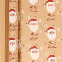1pc 300x43cm Christmas Gift Wrapping Paper With Reindeer, Santa Claus, Christmas Tree Patterns, Gift Packaging Decoration Paper, Christmas Wrapping Paper, DIY Gift Decoration, Handmade Packaging Paper, Easy To Protect Items, Gift Box Filling, Party Decoration - Christmas Style Design, Durable Packaging, Holiday Packaging, Holiday Decoration