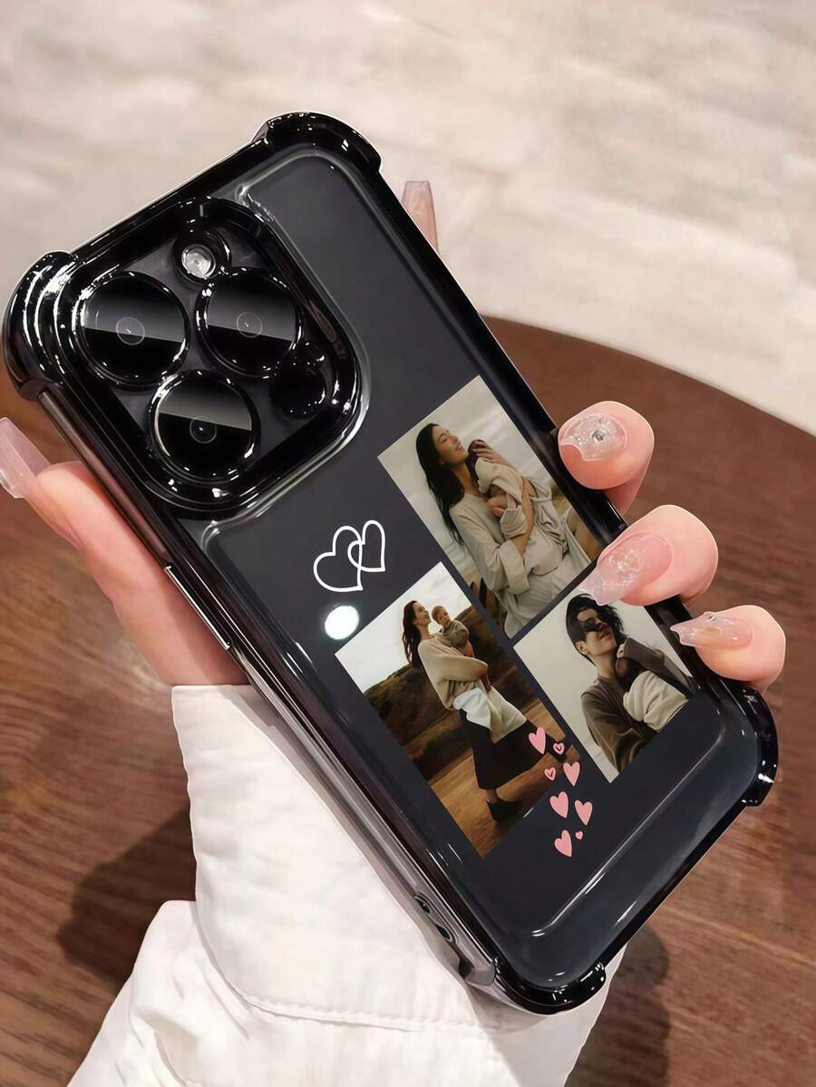 1pc Customized DIY Phone Case, Thickened Gold-Plated Corner Airbag Shockproof TPU Suitable For Samsung S24/S25 Ultra, 14 Ultra/Redmi Note13 Pro, 16/15/14 Plus/13 Pro/12 Pro Max/11/Xs Max/8/7/6 Plus. It Is Clear, Fashionable, Vibrant In Color, Cute, Minimalist, And Perfectly Matches Your Phone. It Is A Unique Personalized Gift For Friends, Girlfriends, And Mothers.