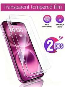 2 Packs For IPhone 17 16 Plus 15 14 13 12 11 Tempered Glass Screen Protector, Automatic Dust Removal, Bubble-Free, Easy To Install, High-Definition Clear