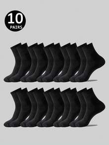 5 Pairs/10 Pairs/20 Pairs Men's Casual Crew Socks, White Socks, Winter Socks, Black Socks, Deodorizing, Athletic, Breathable, Sweat Absorbing, Fall