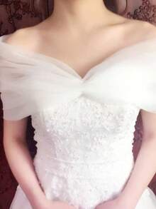 100cm Detachable Women Shawl, Suitable For Wedding Bride Dress, Boat Neck, Backstrap