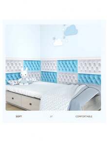 4/12pcs Self-Adhesive 3D Wall Panels - Soft, Thick, Anti-Collision, With Diamond Pattern Tatami Boards, Suitable For Bedroom And Living Room Decor, Grey And White, Wall Protection | Decorative Wall Panels | Self-Adhesive Wallpaper, Removable Wall Stickers, Home Decor, 35cm*70cm 3D Embossed Foam Wallpaper, Faux Leather Texture, Soft And Textured, Reusable And Trimmable, Bedroom Decor Background, Sound-Absorbing Thick Wall Coverage, Headboard Padding, Waterproof, Moisture-Proof, Dust-Proof And Collision-Proof Stickers - Multicolor - View 4