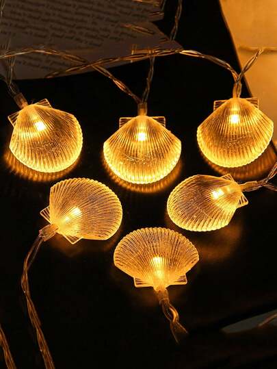 A String Of LED Shell Lights For Wall Decoration, Home Room Arrangement Lighting, Camping Ambience Lighting, Home Decor, Bedroom Decoration, Party And Birthday Decorations (Batteries Not Included).