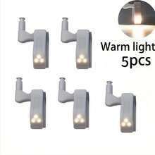 10/5 buc. Lumini LED pentru balamale de dulap cu senzor de mișcare, activate tactil, iluminare automată pentru dulapuri, instalare semi-încorporată, culoare alb cald, pentru bucătărie, dormitor, uși de dulap, sertare, dulapuri de vin și alte spații de depozitare (bateriile nu sunt incluse)