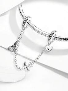 1条时尚日月镂空安全链，适合女士手链，可用于DIY首饰制作和日常搭配，是女孩的理想配饰。 - 銀色 - 查看 5